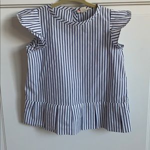 J. Crew Girls' striped ruffle-hem shirt